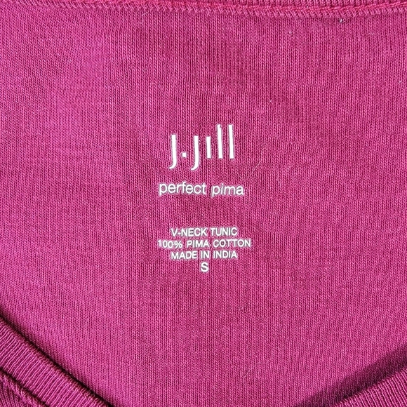 J Jill Perfect Pima 100% Pima Cotton Burgandy V Neck Tunic Top Size Small - Picture 5 of 9